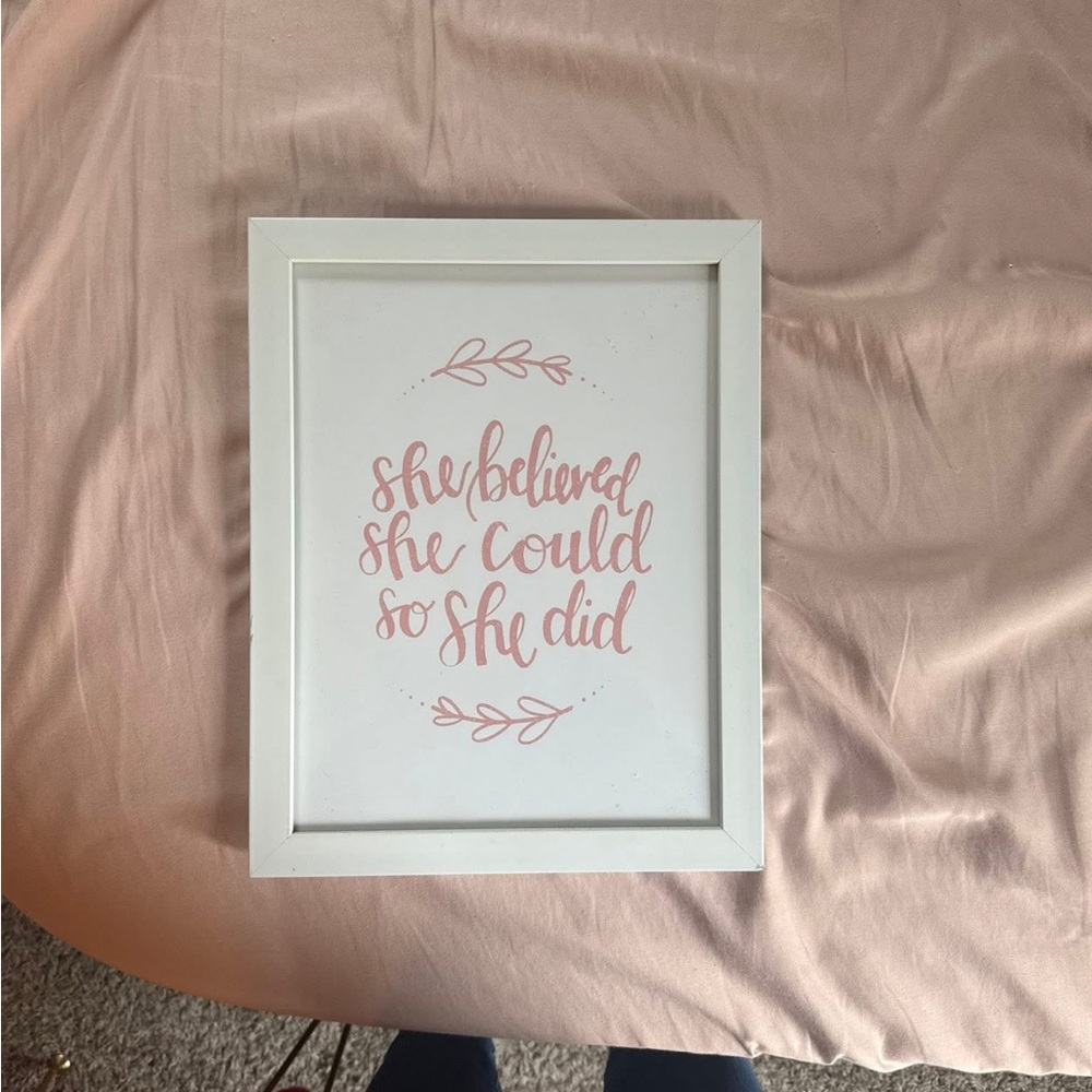 Inspirational Framed Wall Art with Pink Quote Hobby lobby